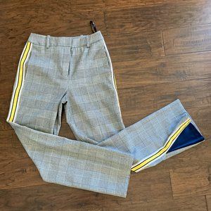 Topshop Gray Plaid Pants with Yellow Stripe